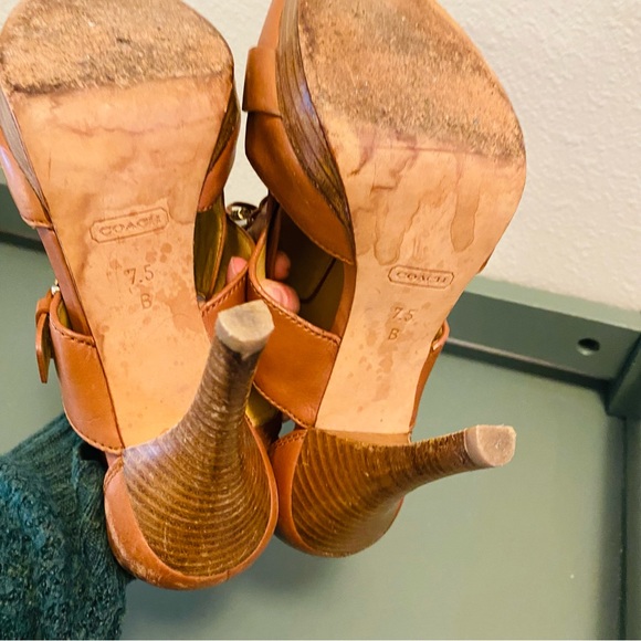 Coach Sofia Leather Lace Up Platform Sandal in Caramel Matte - Picture 6 of 6